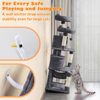 62.5Inches Cat Tree Cat Tower Cat Condo with Platform & Hammock, Scratching Posts for Kittens Pet Play House with Plush Perch for Indoor Activity Relaxing, Dark Gray