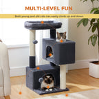 31.5" Modern Cat Tree Tower with Dual Large Condos for Kitten ＆ Medium Size Cat Dark Gray