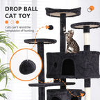 54-Inch Cat Tree Tower with Scratch Posts, Condo, and Toys in Dark Gray - Ideal for Active Cats
