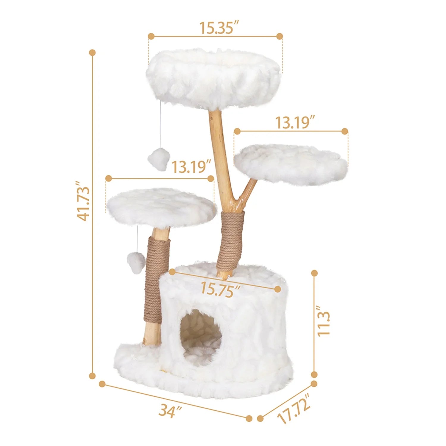 31-Inch Modern Cat Tree Tower for Indoor Cats with Condo and Climbing Perches, White