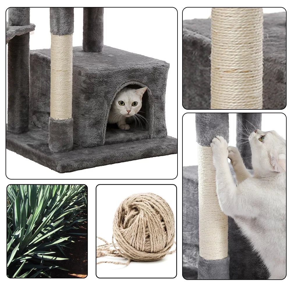 Large Cat Tree with Multi-Level Design, Sisal-Wrapped Scratching Posts, Spacious Condo, Comfortable Hammock, and Plush Top Perch