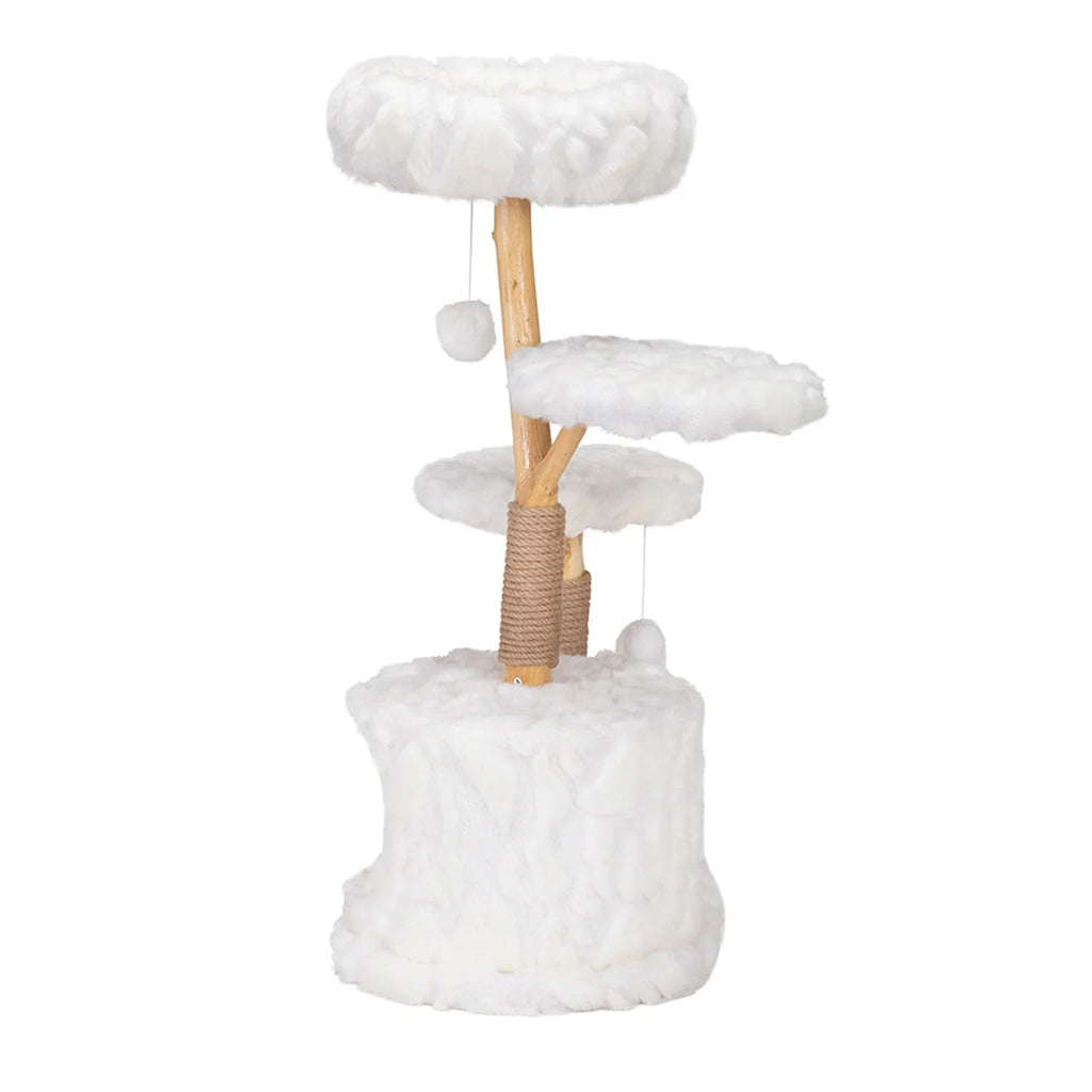 31-Inch Modern Cat Tree Tower for Indoor Cats with Condo and Climbing Perches, White