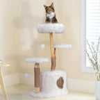 31-Inch Modern Cat Tree Tower for Indoor Cats with Condo and Climbing Perches, White