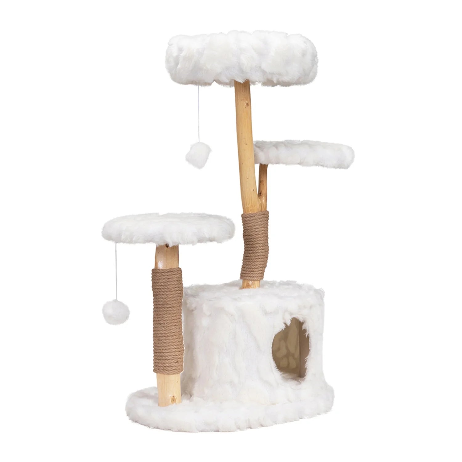 31-Inch Modern Cat Tree Tower for Indoor Cats with Condo and Climbing Perches, White